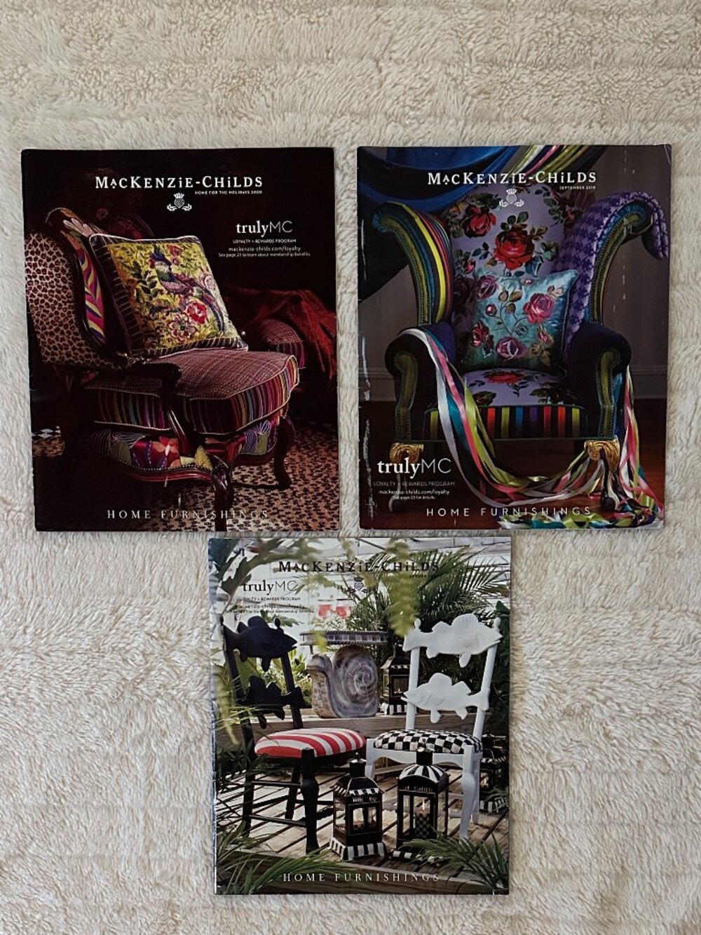 MacKenzie-Childs Holiday Catalogs Lot of 3 - Christmas, Fall & Summer Home Decor